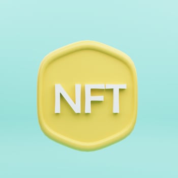 NFT non-fungible token, 3d nft icon symbol. 3d render illustration photo