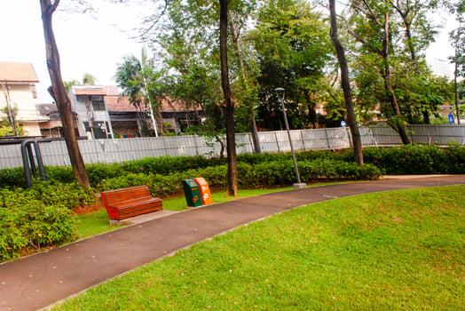 Scenic View of a Garden landscape with amazing plants and flowers. landscapes in the public park under a cloudy sky photo
