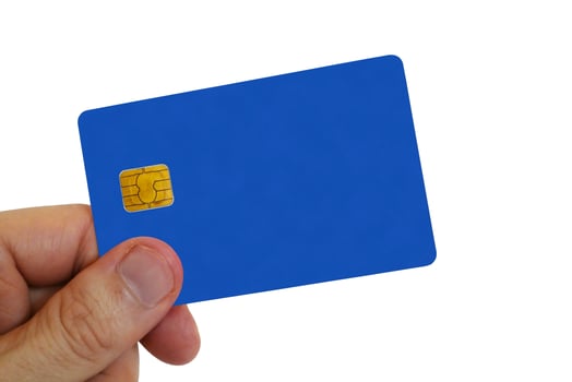 Blank blue smart card in a hand photo