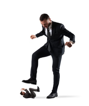 Furious businessman who want to trample his employee photo