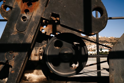 oil pump close-up details. Oil industry equipment. photo