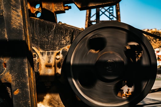 oil pump close-up details. Oil industry equipment. photo