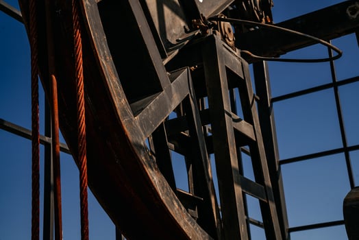 oil pump close-up details. Oil industry equipment. photo