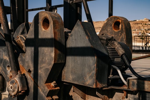 oil pump close-up details. Oil industry equipment. photo