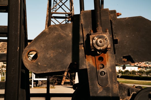 oil pump close-up details. Oil industry equipment. photo