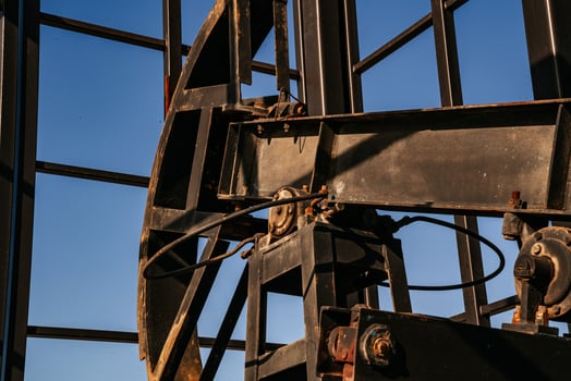 oil pump close-up details. Oil industry equipment. photo