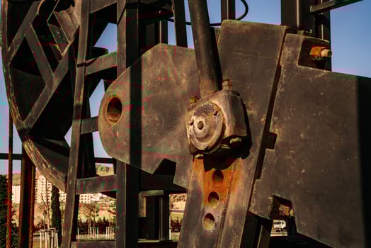 oil pump close-up details. Oil industry equipment. photo