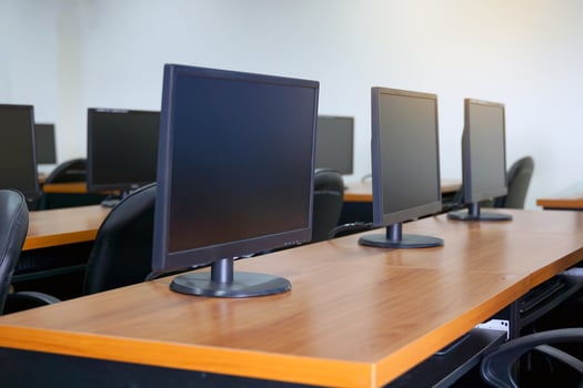 The computer classroom is a learning resource within the school. so that students can learn and increase their skills in information technology, computers and information search. photo