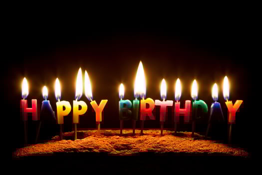 Happy birthday candles on a cake photo