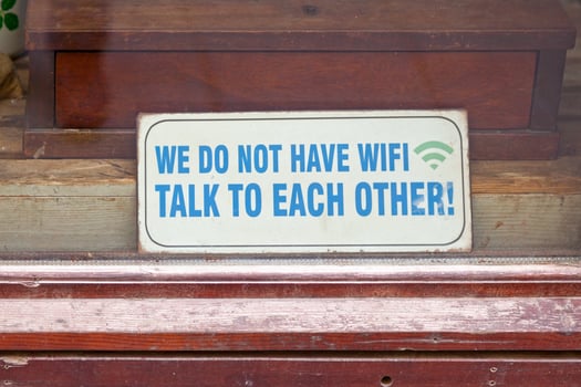 We do not have wifi, talk to each other photo