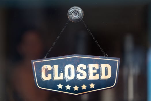 Closed sign in the window of a shop photo