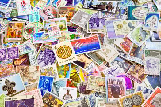 Stack of collectible stamp photo
