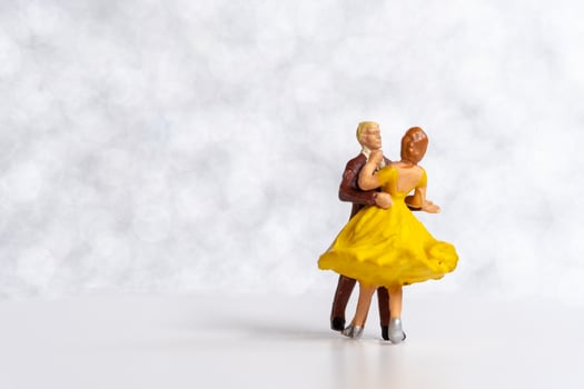 Miniature Couple dancing on dance floor , International dance day concept photo