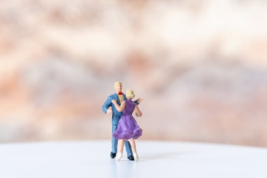 Miniature Couple dancing on dance floor , International dance day concept photo