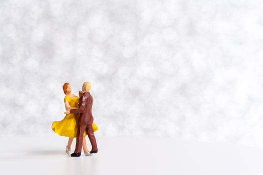 Miniature Couple dancing on dance floor , International dance day concept photo