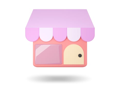 Shop or Store. Online Shopping icon. 3D render illustration. photo