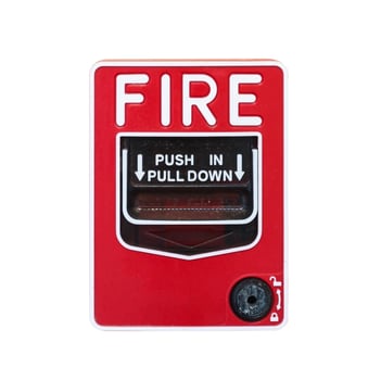 Fire alarm switch isolated on white background photo