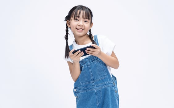 Portrait of Asian child on background photo
