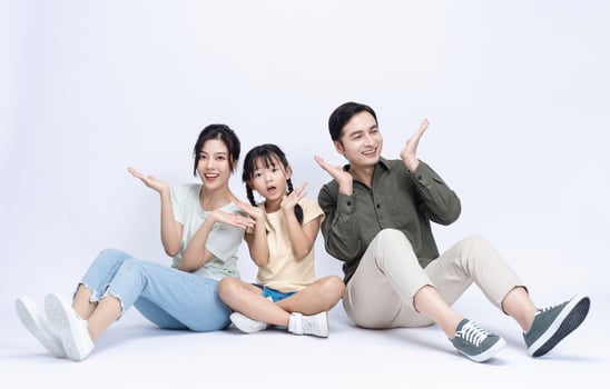 Image of Asian family on background photo