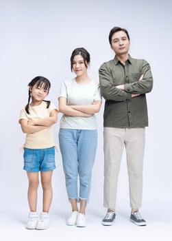 Image of Asian family on background photo