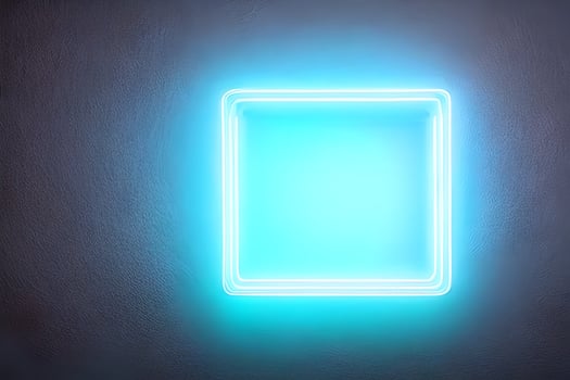 Bright blue rectangle neon at the wall backdrop and background. photo