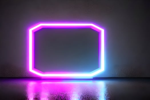 Bright violet standing neon light backdrop and background. photo
