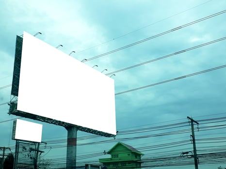 billboard blank for outdoor advertising poster at blue sky. photo