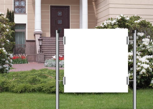 Billboards with the white screen on the sale of the house photo