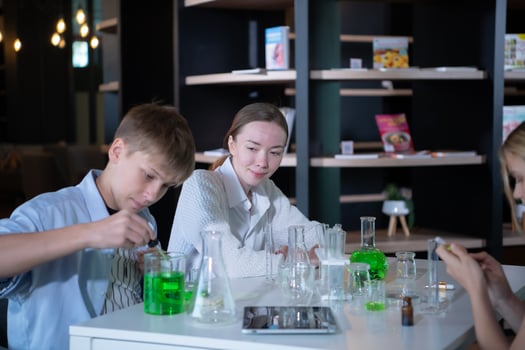 Science classroom helps students learn to observe, investigate and experiment about natural phenomena and then systematize results, principles, concepts and theories. photo