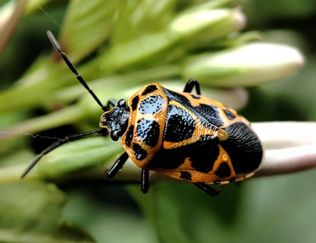 a beetle that has orange and black body colors photo