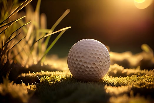 golf ball on tee in a beautiful golf course with morning sunshine.Ready for golf in the first short photo