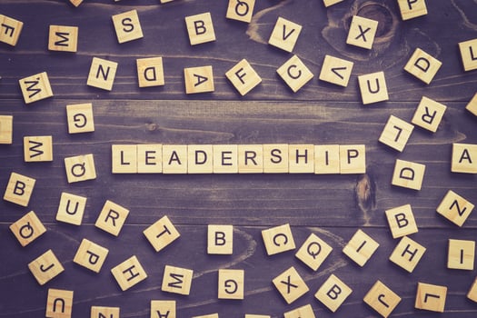 Leadership word wood block on table for business concept. photo