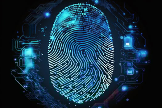 Fingerprint scan provides access of security and identification of business, Banking and finance, Cloud computing AI Generated photo