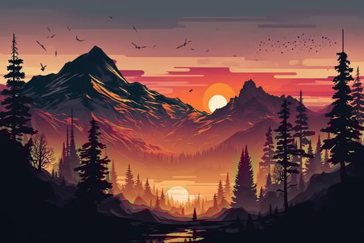 Nature mountain landscape at sunset AI Generated photo