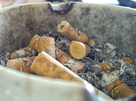Dust of cigarettes on ashtray. photo
