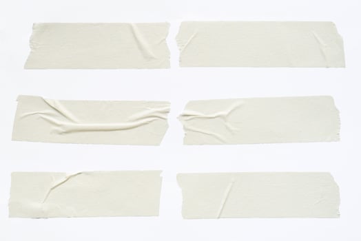 close up of adhesive tape wrinkle set on white background photo