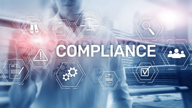 Compliance diagram with icons. Business concept on abstract background photo