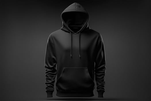 Mockup of a blank black hoodie on a white background. photo