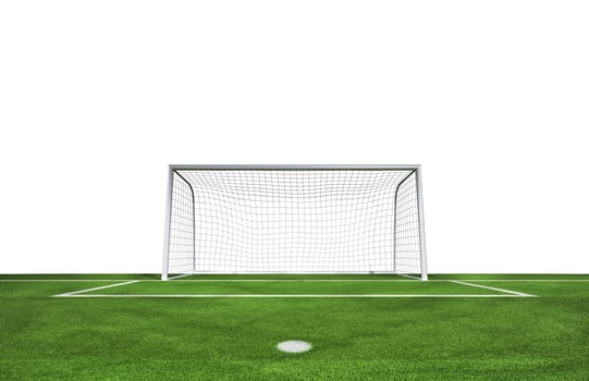 Football goal at the stadium with green grass photo