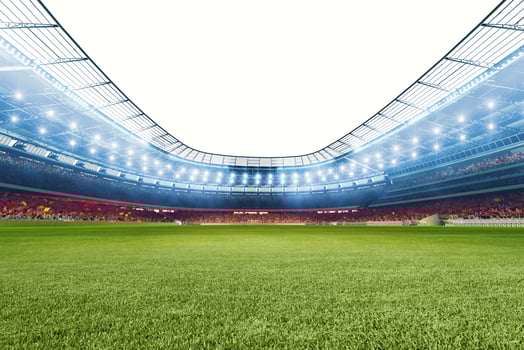 Modern football stadium ready to soccer match photo