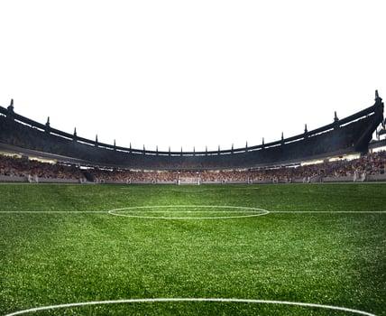 Modern football stadium ready to soccer match. 3d render photo
