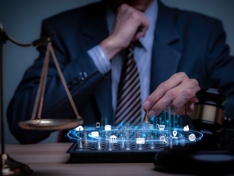Businessman holding a graph goal of business Investor,analysis economic and calculates financial data and target for long-term investments and profitability in future on digital data system manager. photo