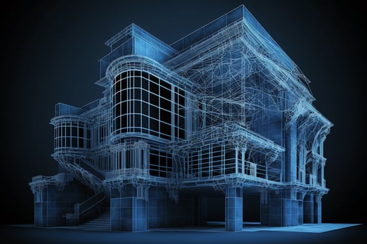 Architecture abstract blueprint wireframe render AI Generated photo