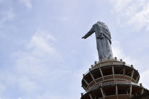Indonesia Toraja Jesus Christ Statue. Located on the mountain with beautiful views photo