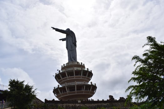 Indonesia Toraja Jesus Christ Statue. Located on the mountain with beautiful views photo