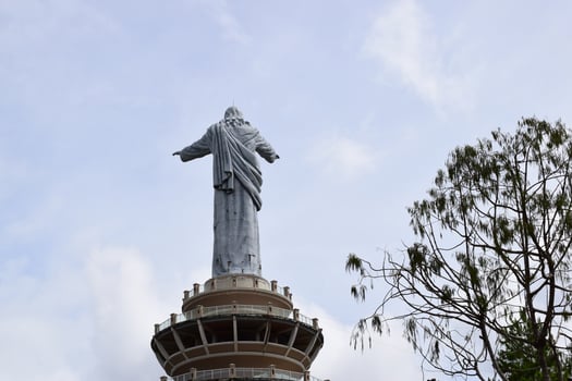 Indonesia Toraja Jesus Christ Statue. Located on the mountain with beautiful views photo