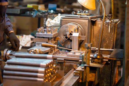 Metal pipes in the workshop of a metallurgical plant or a metal working enterprise. photo