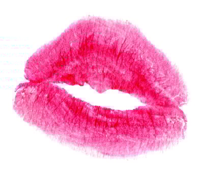 Woman's kiss stamp on a white photo