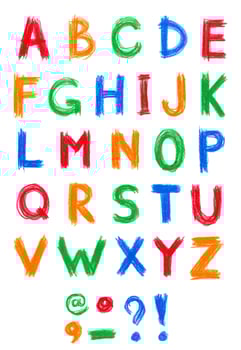 Alphabet pastel on white photo