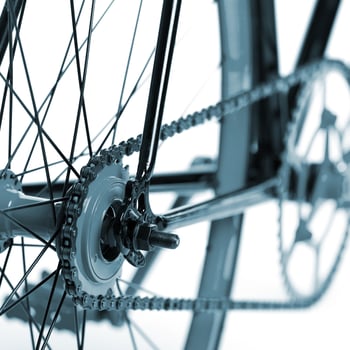 Stylish bicycle isolated on white photo